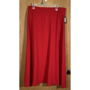 Women's XL Cherry Red Midi Skirt Pull On Stretch Holiday Party Office Siren NWT